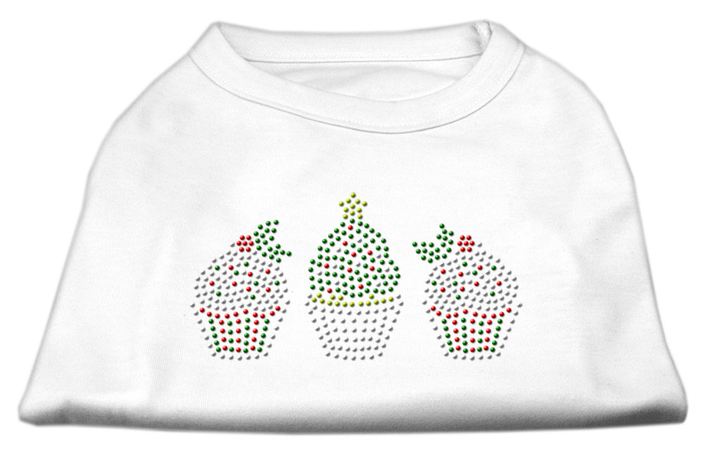 Christmas Cupcakes Rhinestone Shirt White S